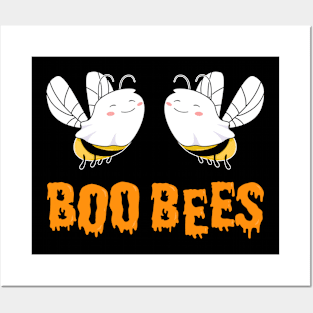 Boo Bees Cute Ghost Bee Her Funny Halloween Matching Couple T-Shirt Posters and Art